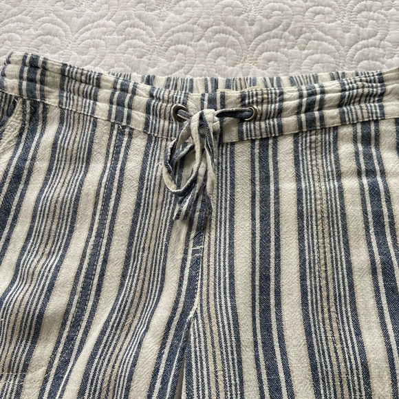 Per Se Striped Linen Blend Pull On Straight Leg Pants Blue Tan and White Size M - Picture 6 of 12